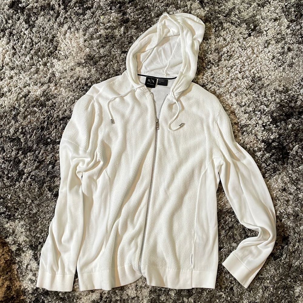 Armani Exchange Light Full Zip Hooded Jacket White Sz Large Men’s